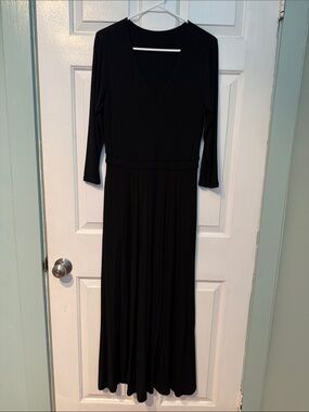Boden Classic Black V‑Neck Long Sleeve Maxi Dress (6)